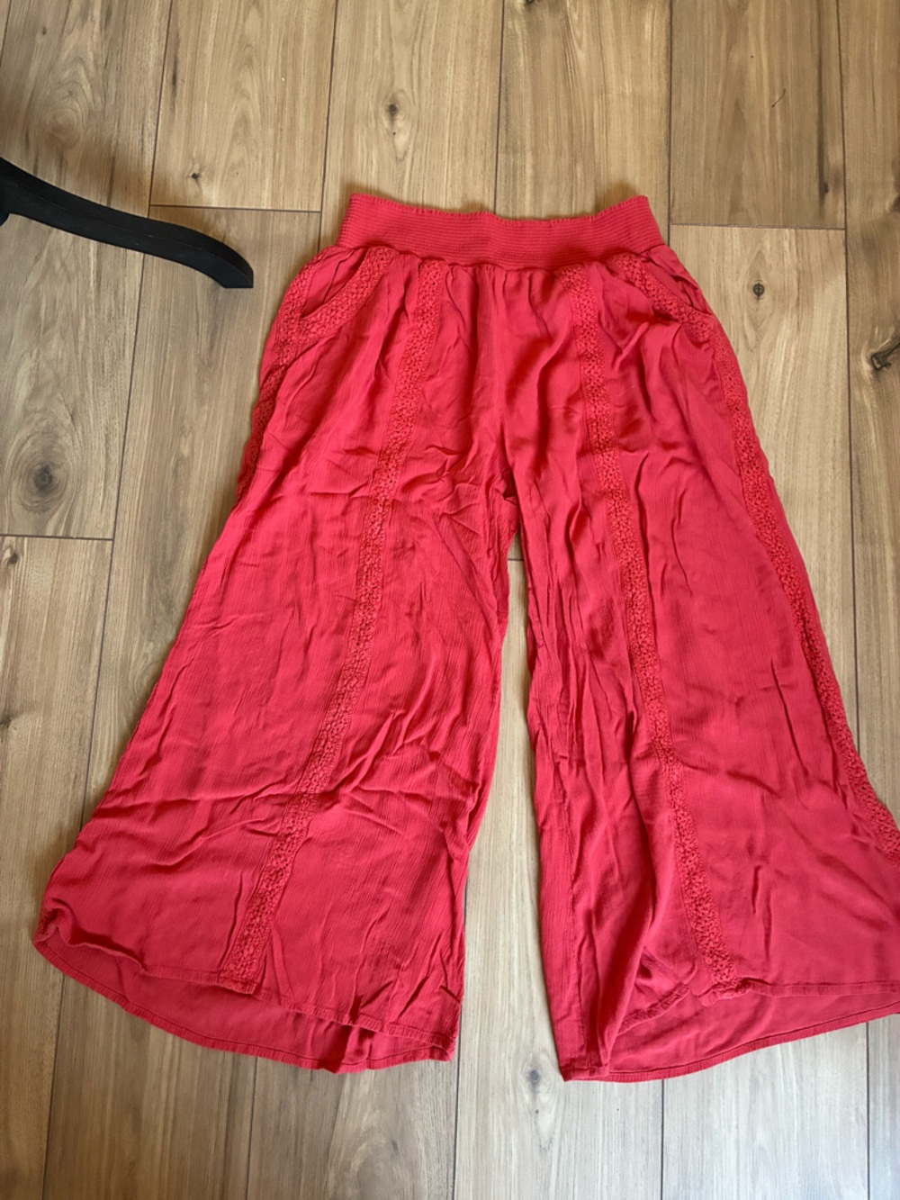 Studio West Coral Palazzo Wide Leg Gauzy Beach Pants Boho Hippy Festival